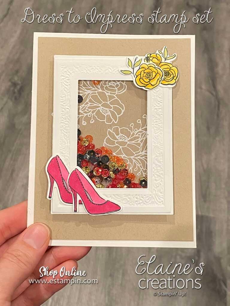 dressed to impress shaker card