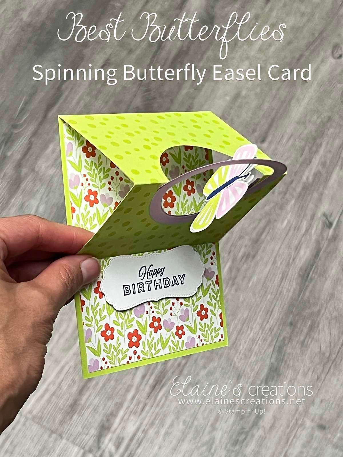 How to Make a Spinning Butterfly Easel Card | Sweet Stampin' | Elaine ...