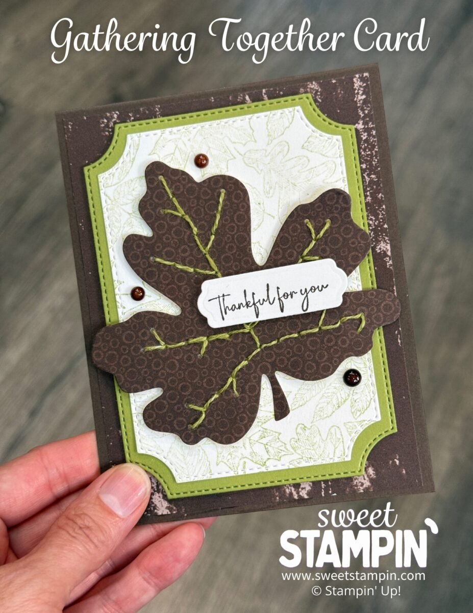 stitched leaf card